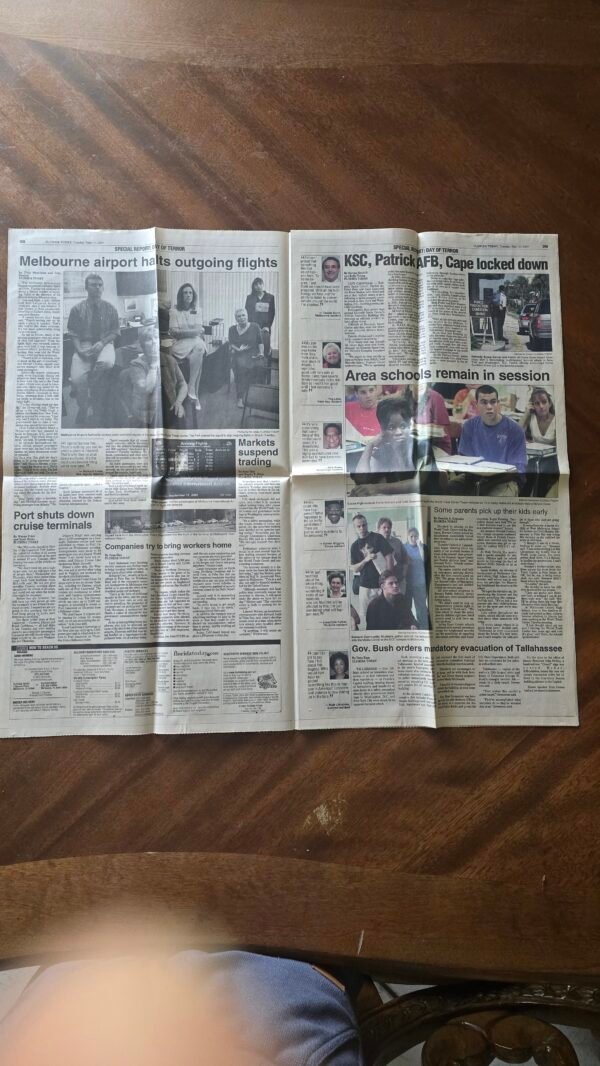 20260720_120350 Rare "Extra" afternoon edition of Florida Today, printed and distributed on Tuesday, September 11, 2001—the same day as the 9/11 attacks.