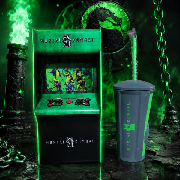 NEW Mortal Kombat 2 (2026) Arcade Tin Popcorn Bucket AMC Exclusive Movie Theater + Gripper Cup